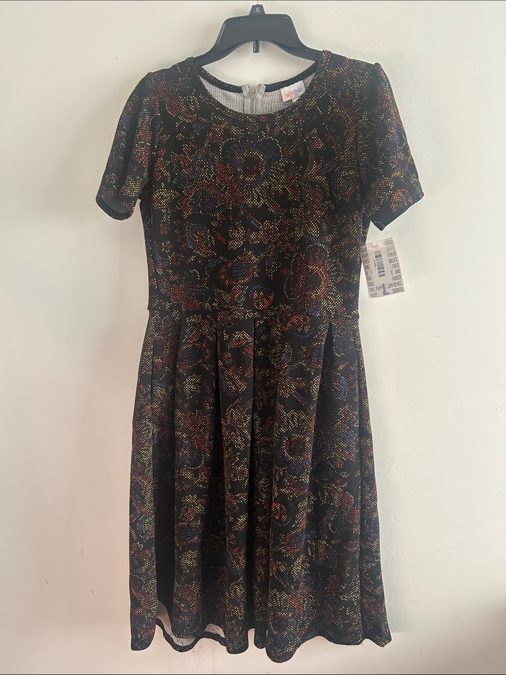 LulaRoe, Woman’s Size Large Black Floral Short Sleeve  Dress